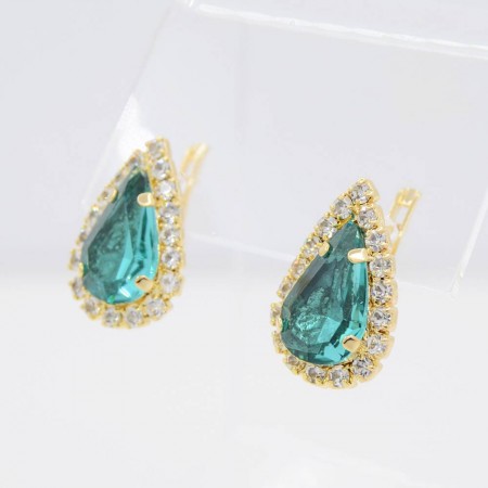 Несравненные серьги с фианитами XP 10-2349- бирюзовый фото | Brulik