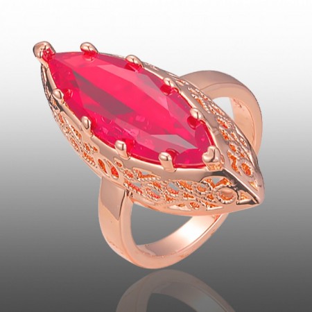 Позолочена каблучка Fallon 83202574-червоний фіаніт фото | Brulik