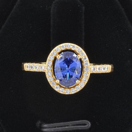 Совершенное элитное кольцо с фианитами 10-1152-синий фото | Brulik