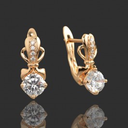 Позолоченные серьги Xuping  9808-белый фианит