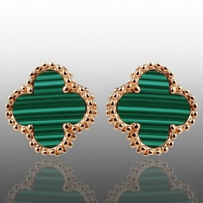 Позолочені сережки гвоздики у стилі Ван Кліф Fallon 82233006-зелений фото | Brulik