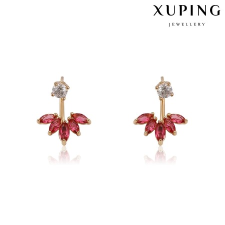 Позолоченные серьги Xuping  93880-малиновые фианиты фото | Brulik