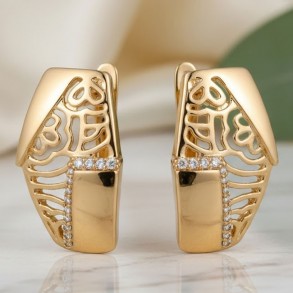 Позолочені сережки  Xuping 24025 фото | Brulik