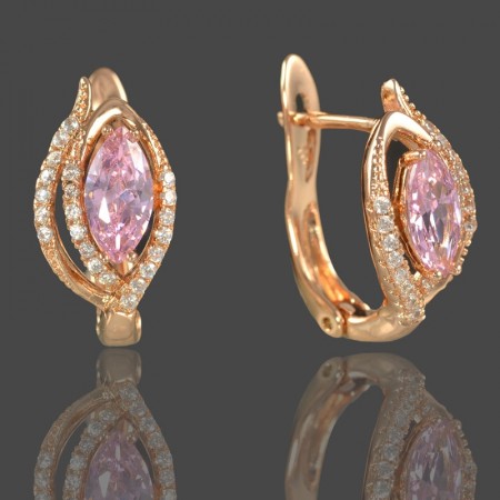 Позолоченные серьги  XP 20092-розовый фото | Brulik