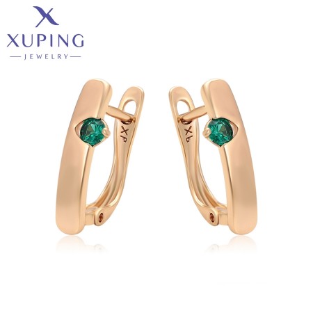 Позолочені сережки  Xuping 24080-зелені фіаніти фото | Brulik