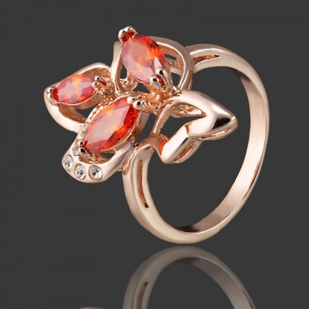 Позолоченное кольцо  Fallon 8325509-красные фианиты фото | Brulik