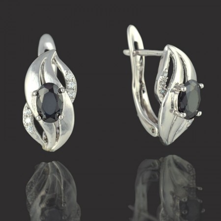 Позолоченные серьги XP 9544-черный фото | Brulik