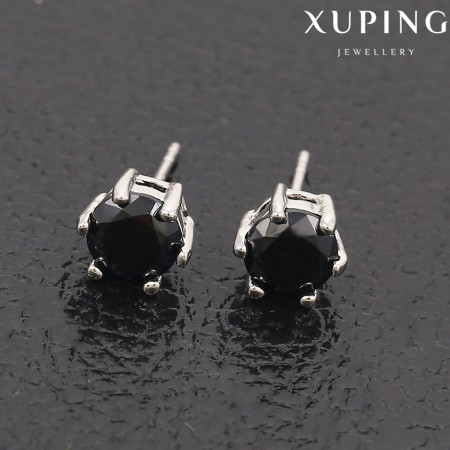 Серьги-гвоздики  Xuping 20595-черные фианиты фото | Brulik