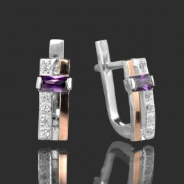 Серебряные серьги с золотыми вставками 33