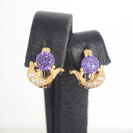 Неповторимые серьги-колечки с фианитами ХР 10-2295-фиолетовый фото | Brulik