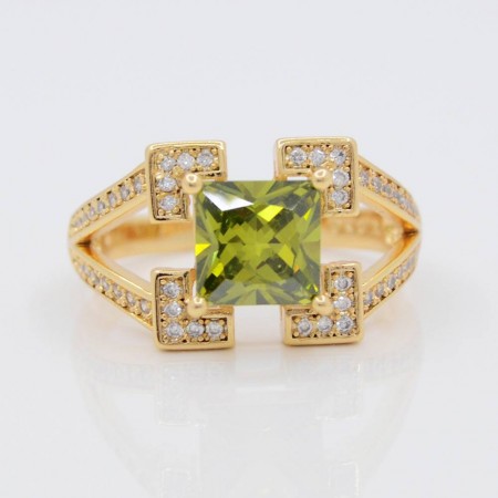 Шикарное кольцо с фианитами Xuping 10-1029-зеленый фото | Brulik