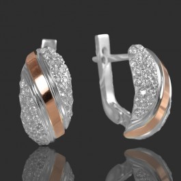 Серебряные серьги с золотыми вставками 56