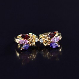 Позолоченные серьги с фианитами 18K 10-9314-мультиколор