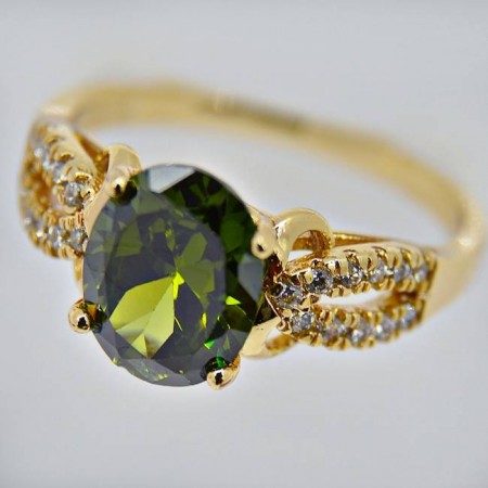 Обворожительное кольцо в позолоте 11442-зеленый фото | Brulik