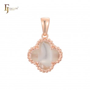 Позолочений кулон у стилі Ван Кліф  Fallon 86201435-білий перламутр фото | Brulik