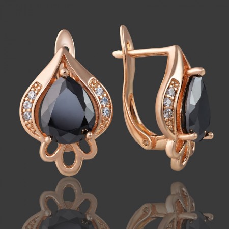 Позолоченные серьги  XP 20159-черный фото | Brulik