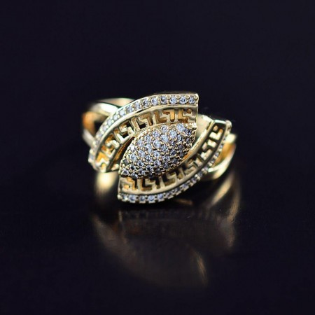 Позолоченное кольцо с фианитами 18K 10-1802 фото | Brulik