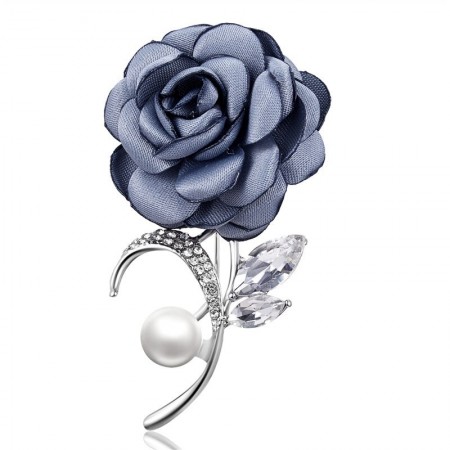Стильная брошь" Цветок с жемчугом"-8444 фото | Brulik