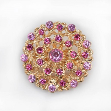Лучезарная брошь в позолоте с фианитами 109-20 фото | Brulik