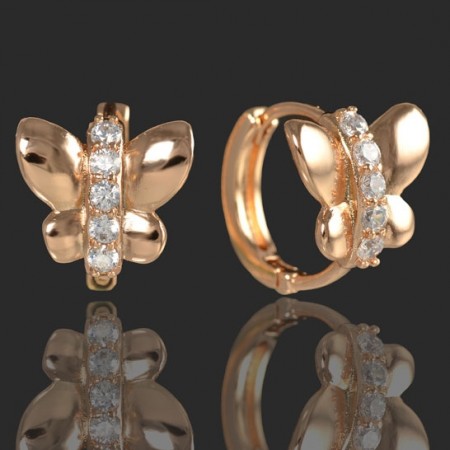 Позолоченные серьги  "Бабочки" Xuping  9316-белый фото | Brulik