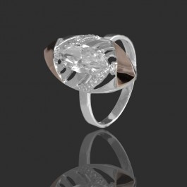 Серебряное кольцо с золотыми вставками 49