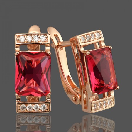 Позолоченные серьги Fallon 82200962-красные фианиты фото | Brulik
