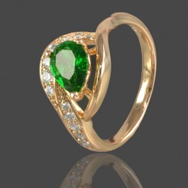 Кольцо позолоченное XP 1388-зеленый