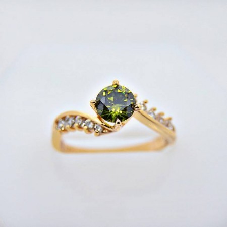 Кольцо "Загадка" 11106 - зеленый фото | Brulik