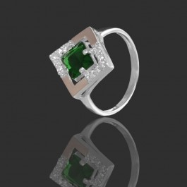 Серебряное кольцо с золотыми вставками 54
