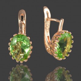 Позолоченные серьги Fallon 82200281-светло-зеленый фианит