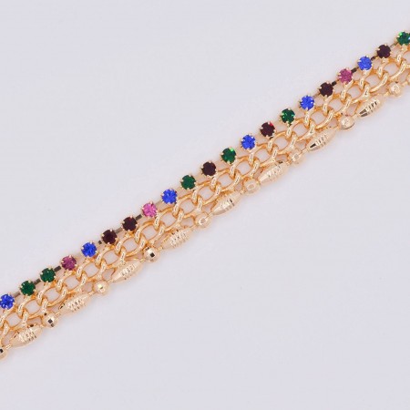Прекрасный позолоченный браслет с фианитами 10-7031 - мультиколор фото | Brulik