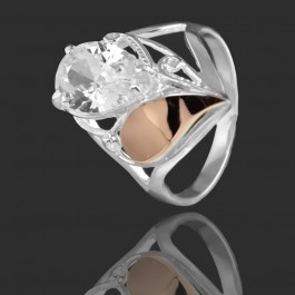 Серебряное кольцо с золотыми вставками 26