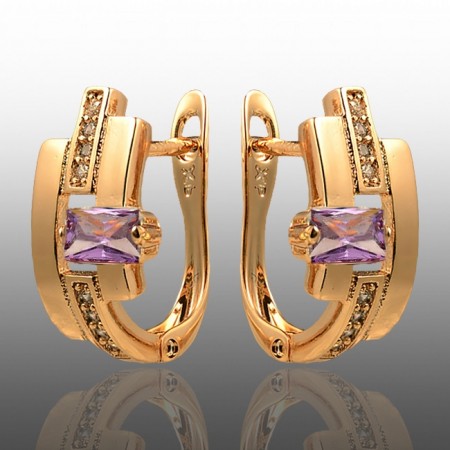 Позолочені сережки  Xuping 23457-фіолетові фіаніти фото | Brulik