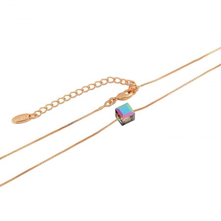Позолоченная цепочка  с кулоном Swarovski Xuping 4097-зеленый фото | Brulik
