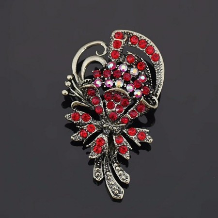 Брошь "Букет" 5596-красный фото | Brulik