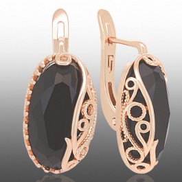 Позолочені сережки  Fallon 82283071-чорний фіаніт