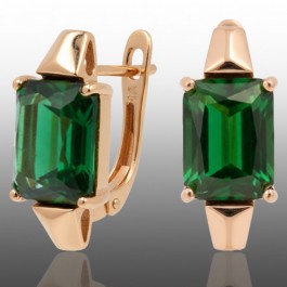 Позолочені сережки Xuping 24661-зелений фіаніт