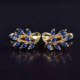 Позолоченные серьги с фианитами оптом 10-9320-синий