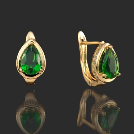 Позолоченные серьги XP 2307-зеленый фото | Brulik