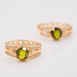 Великолепные серьги с фианитами 18К 10-2062 - зеленый