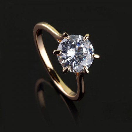 Позолоченное  кольцо с фианитами 10-1117 фото | Brulik