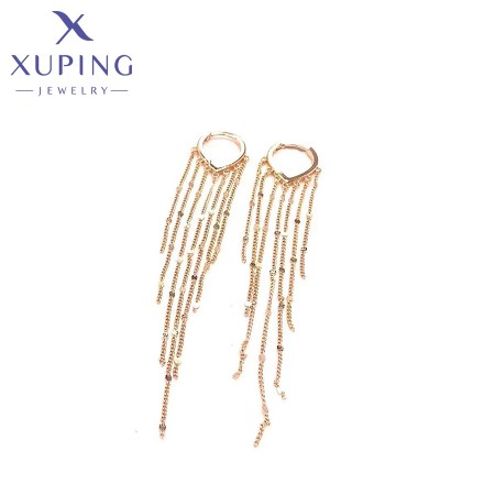 Позолочені сережки з ланцюжками Xuping 23452 фото | Brulik