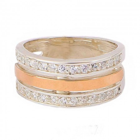 Серебряное кольцо с золотыми вставками 1 фото | Brulik