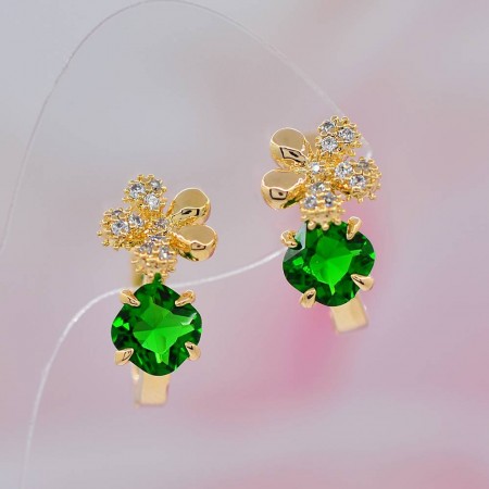 Изысканные серьги ХР 10-2038-изумрудный фото | Brulik