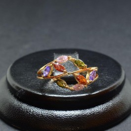 Позолоченное кольцо с цветными  фианитами XP 1166