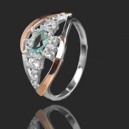 Серебряное кольцо с золотыми вставками 15