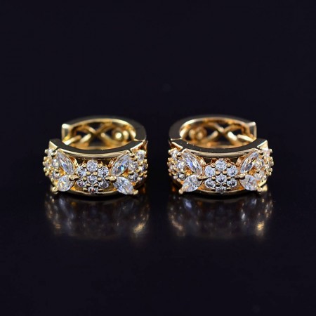 Позолоченные серьги с фианитами 18К 10-9292 фото | Brulik
