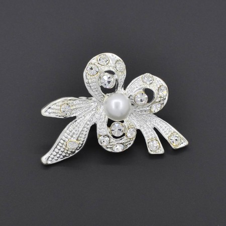 Милейшая брошь с фианитами и жемчугом Xuping TI 201-06 фото | Brulik