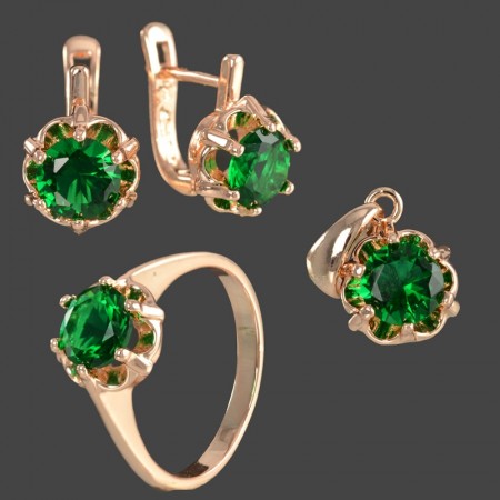 Позолоченный комплект Fallon 81200131- зеленый фото | Brulik