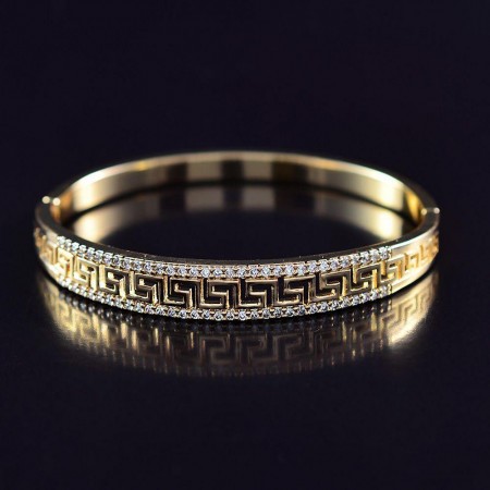 Позолоченный браслет с фианитами 18К 10-7439 фото | Brulik